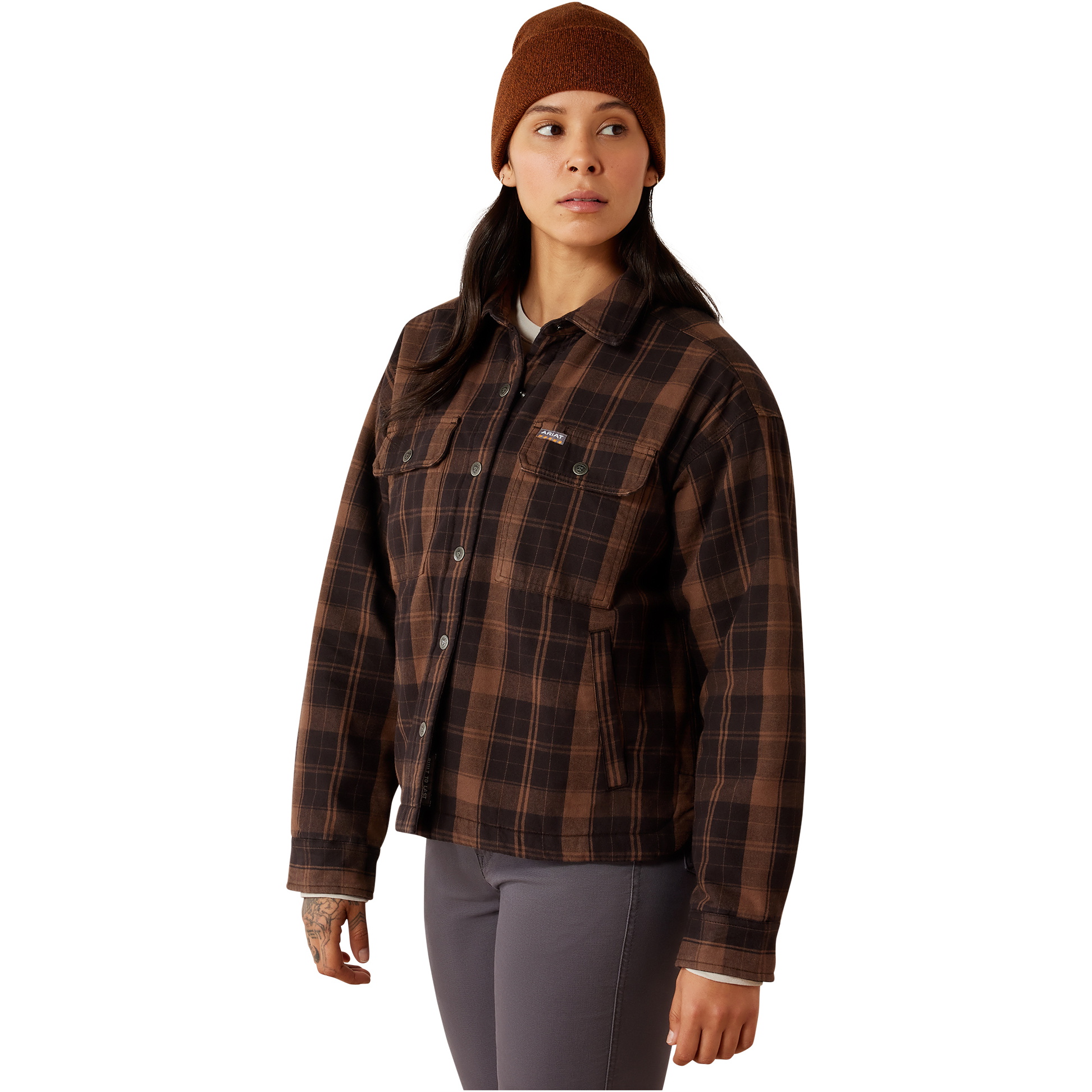 2026 Ariat Womens Rebar Flannel Insulated Shirt Jacket 10079039 - Rain Drum